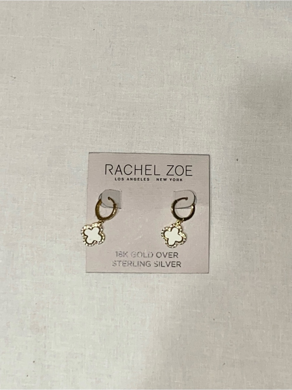 Rachel Zoe Gold Hoop Earrings with White Clover Charms